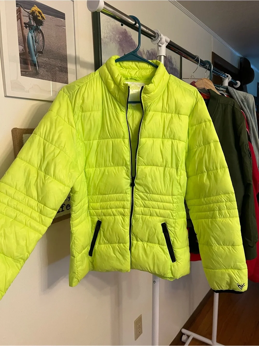 Justice Neon Lime Quilted Jacket Size 20
